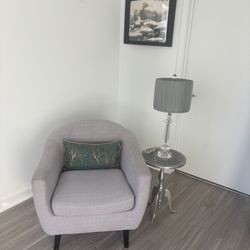 Chair, Side Table And Lamp