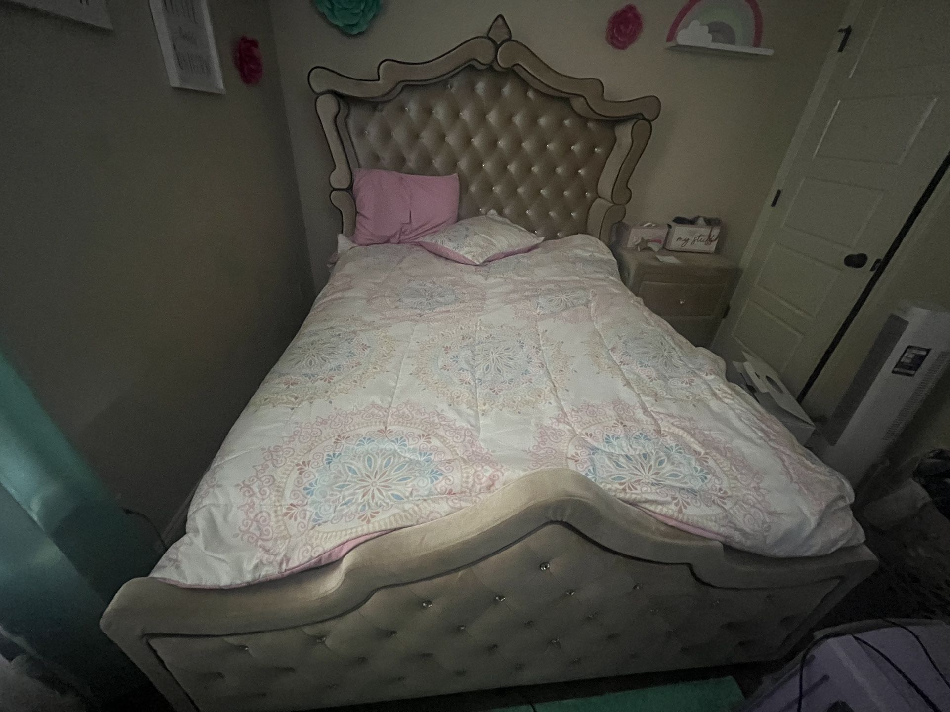 Queen  Bed  Frame  And 2 Dresses 