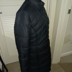 Columbia Sportswear Medium Jacket Women Or Men's Universal Style With Full Brass Zippers Columbia Badging Heavenly Long Hybrid Puffer New!