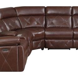 New 6pc Sectional sofa with 3 Power Recliners In Top Grain Genuine Leather
