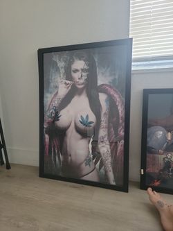 Sexy busted weed woman framed poster canvas wall art room tattoos bedroom decor living room club brunette