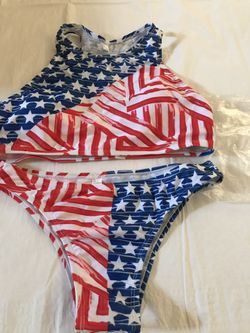 4th of July swim suit new never used size L fits more like M