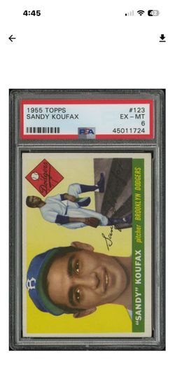 1955 Topps Baseball Card#123 Sandy Koufax Rookie PSA 6 (EX-MT)