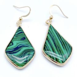 E91- Malachites Teardrop Earrings!