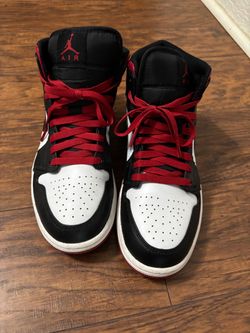 Air Jordan 1 Mid Black Red White Sneakers