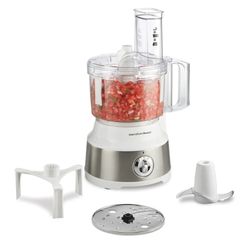 Hamilton Beach Food Processor & Vegetable Chopper for Slicing, Shredding, Mincing, and Puree, 10 Cups + Easy Clean Bowl Scraper, White and Stainless S