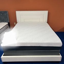 NEW BED FRAME QUEEN SIZE WITH MATTRESS AND BOX SPRING 