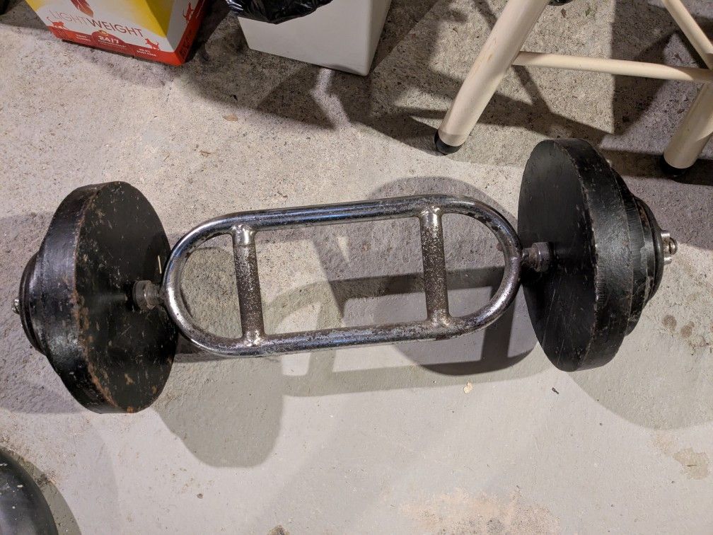 Tricep Bar With 86 Pounds Of Standard Weights