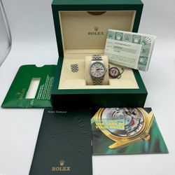 2000 Rolex Datejust 36mm stainless steel 16220 silver dial jubilee bracelet box booklets papers tag