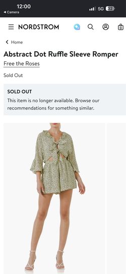 FREE THE ROSES Polka Dot Ruffle Sleeve Romper (Size S)