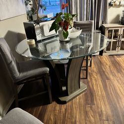 Round Glass Kitchen Table 4 Chairs 