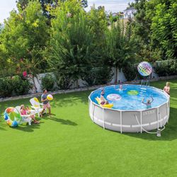 Intex 10'x30" Prism Metal Frame Round Outdoor Above Ground Swimming Pool, No Pump