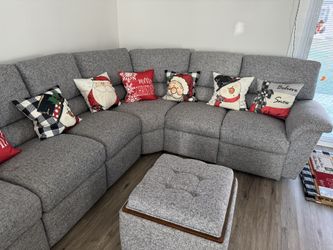 LA-Z-BOY sectional Recliner Sofa (Gray) With Ottaman