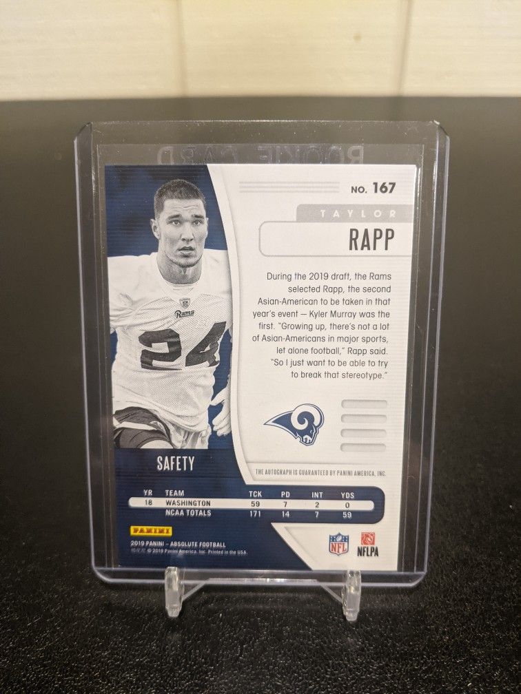 2019 Panini Absolute 🏈 Taylor Rapp Auto /25