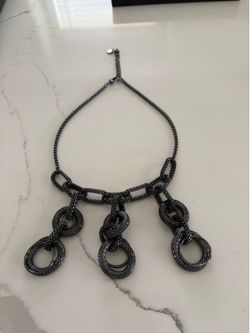 Bold, metallic, black and dark gray  tone bracelet, 20 inch length