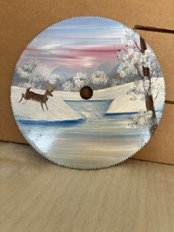 Hand Painted Saw Blade Art