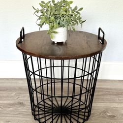 Round Wire Basket Storage Side Table Wire Basket With Lid