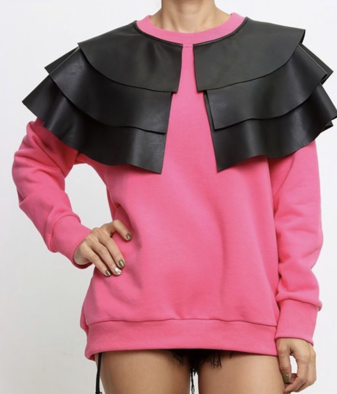 Ms. Pink And Leather Sweatshirt 