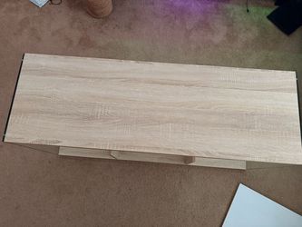 Modern Light Oak & Glass Coffee Table