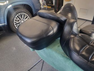 Black Perforated Leather Motorcycle Seat Set