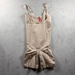 Spanx Invisible Open-Bust Mid-Thigh Bodysuit Women’s Medium Beige #10A