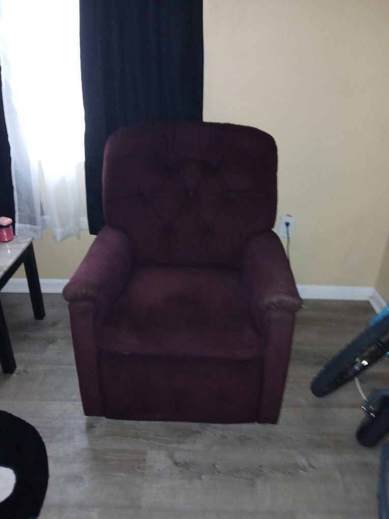 It's a burgundy up with chair