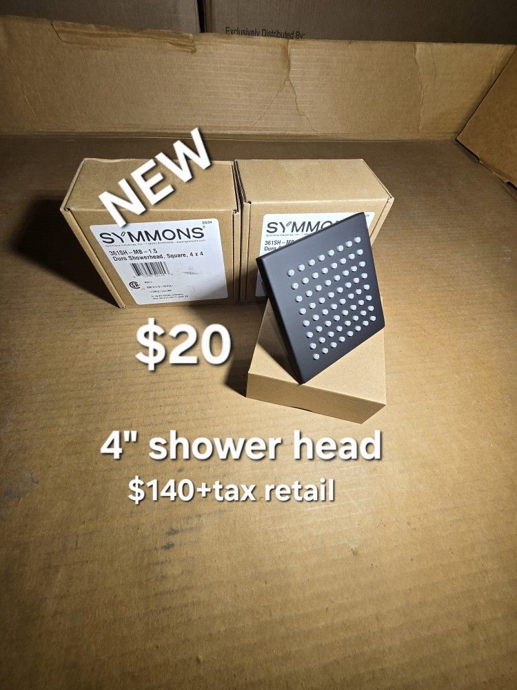 New Symmons 4" X 4"  Shower Heads $140+tax Retail Each 