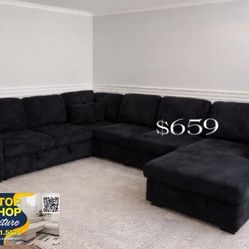 XL Sectional Sofa With Pull- Out Bed & Double Chaise 
