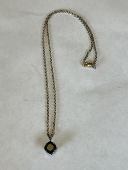 Sterling Silver Necklace Genuine 2.0CT Hematite Pendant 18” Long 