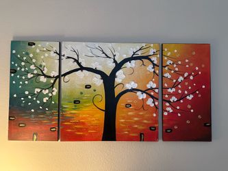 Large 3-Piece Cherry Blossom Canvas Wall Art Set
