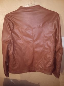Pre-owned faux leather camel colored jacket by Style by Emma ,2XL