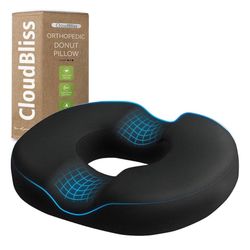 CloudBliss Donut Pillow Seat Cushion for Tailbone Pain Relief and Hemorrhoids, Memory Foam Chair Cushion for Postpartum Pregnancy, Seat Cushions for M