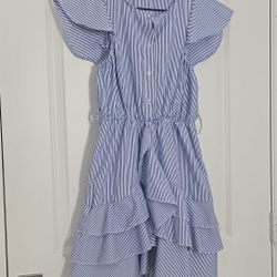 Dress (Blue & White) Vertical Stripes