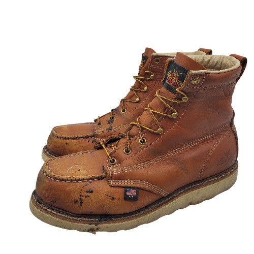 Thorogood (contact info removed) Mens 6" Brown Leather Moc Toe Steel Work Boots 9 EE USA $245
