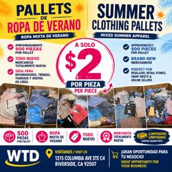 **PALLETS DE ROPA DE VERANO – ¡SOLO $2 POR PIEZA!** **SUMMER CLOTHING PALLETS – ONLY $2 PER PIECE! *