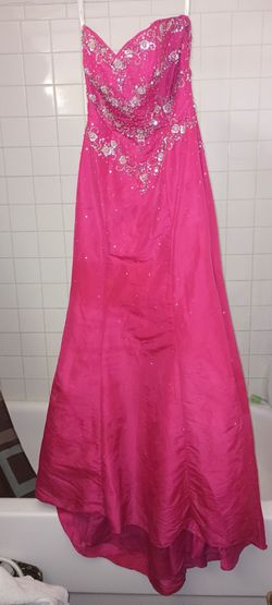 Beautiful Pink Cinderella Divine Embroidered Corset Prom Gown Dress