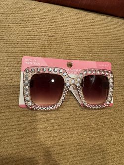 Womens Large Rhinestone Bling Diva Plastic Rectangular Luxury Sunglasses 100%UV