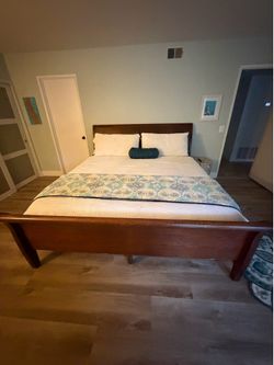 King size head and foot board with mattress and box spring