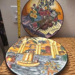 JUEGO DE PLATOS DE PORCELANA FILETEADA 