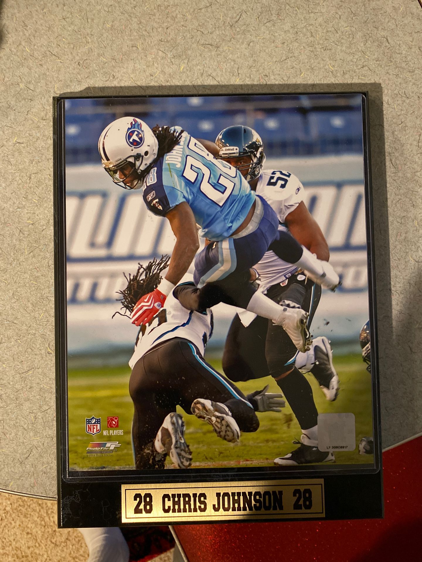 Tennessee Titans Chris Johnson Plaque and Football