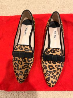 Miu Miu Leopard Print Calf Hair Flats- Size 7