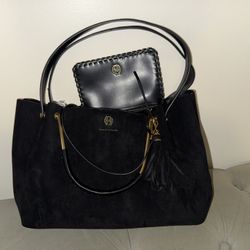 House of Harlow 1960 - Black Suede Luxe & Wristlet