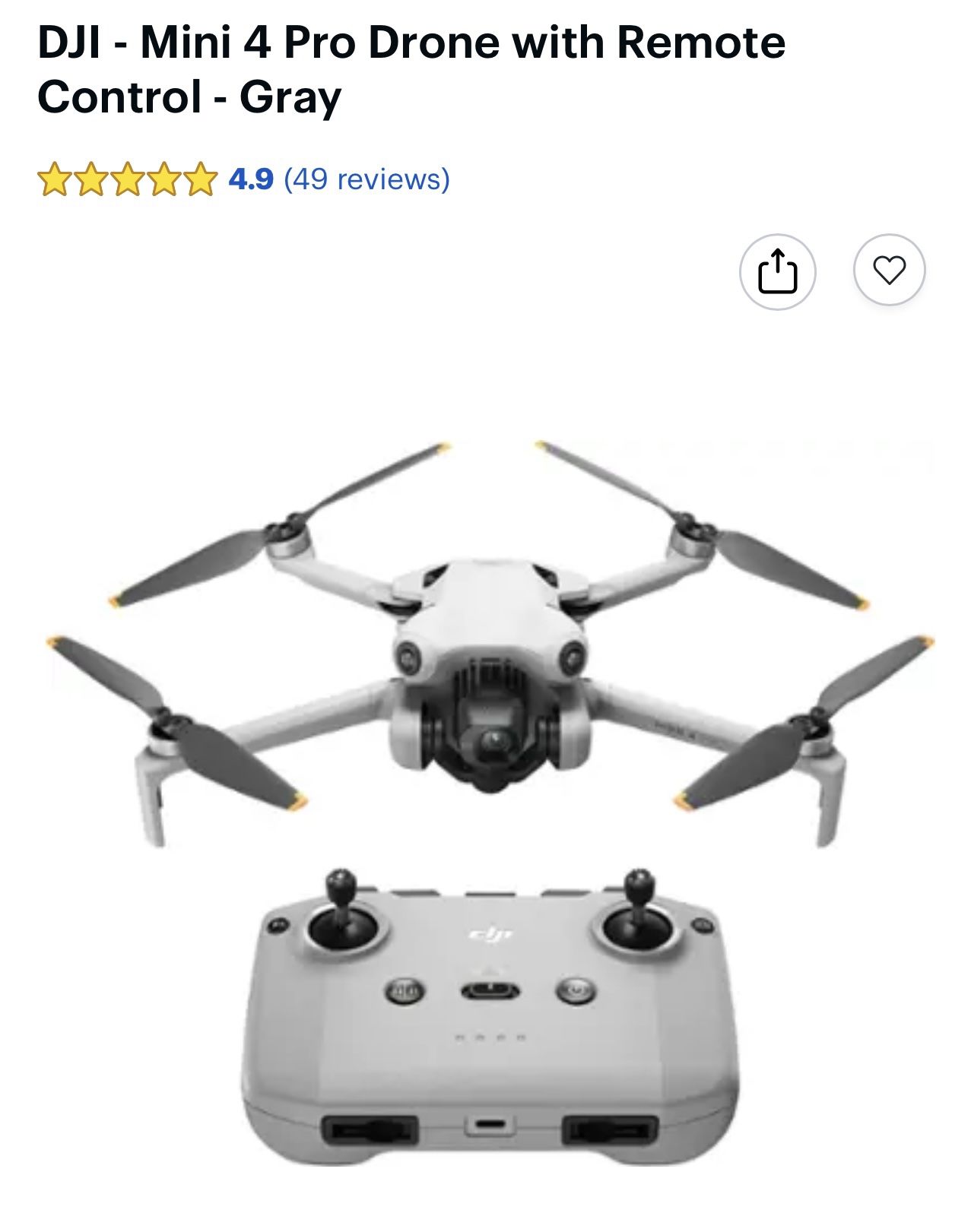 Drone DJI mini 4 pro remote control (combo + 6 batteries + charger+ case)