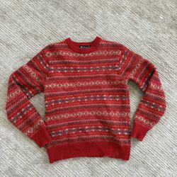 100% Wool Red Crewneck Sweater (S/M)