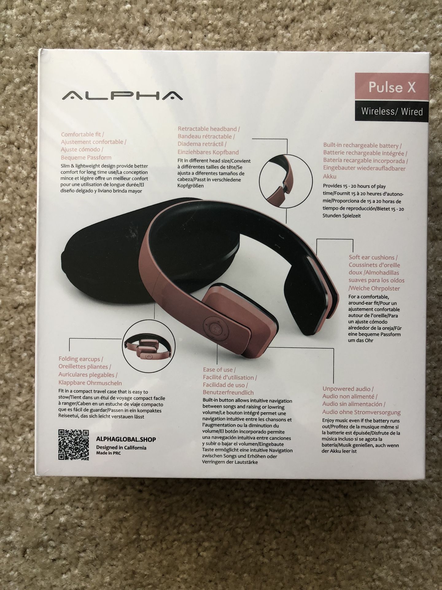 Alpha PulseX Rose Gold Headphones Brand New