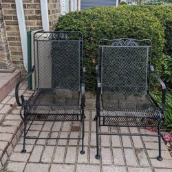 Two Wrought Iron Chairs Metal Black 