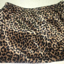 Large: Leopard Print Polyester Long Skirt