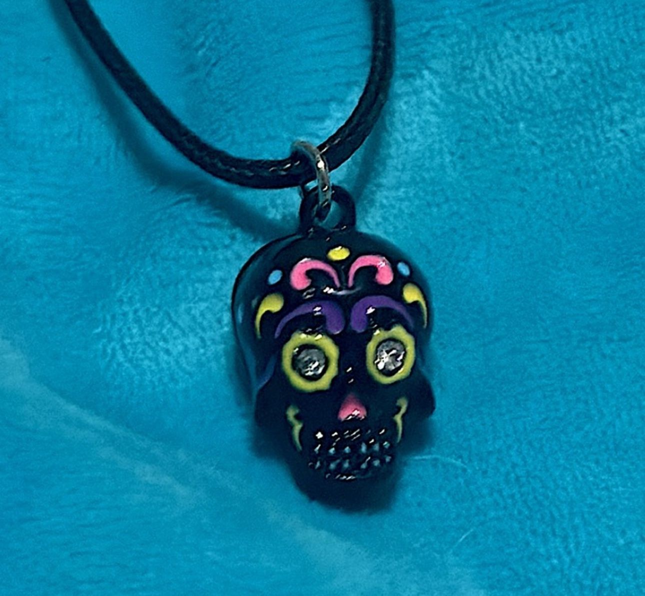 Black Sugar Skull Pendant Necklace