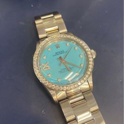 Rolex 31mm Tiffany And Co Diamond Aqua Stainless Oyster Full Set Buy Sale Trade Gold Watches Diamonds  Richard Mille Cartier Ferrari 