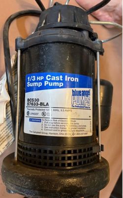 1/3 HP Blue Angel Cast Iron Submersible Sump Pump with Water hose set